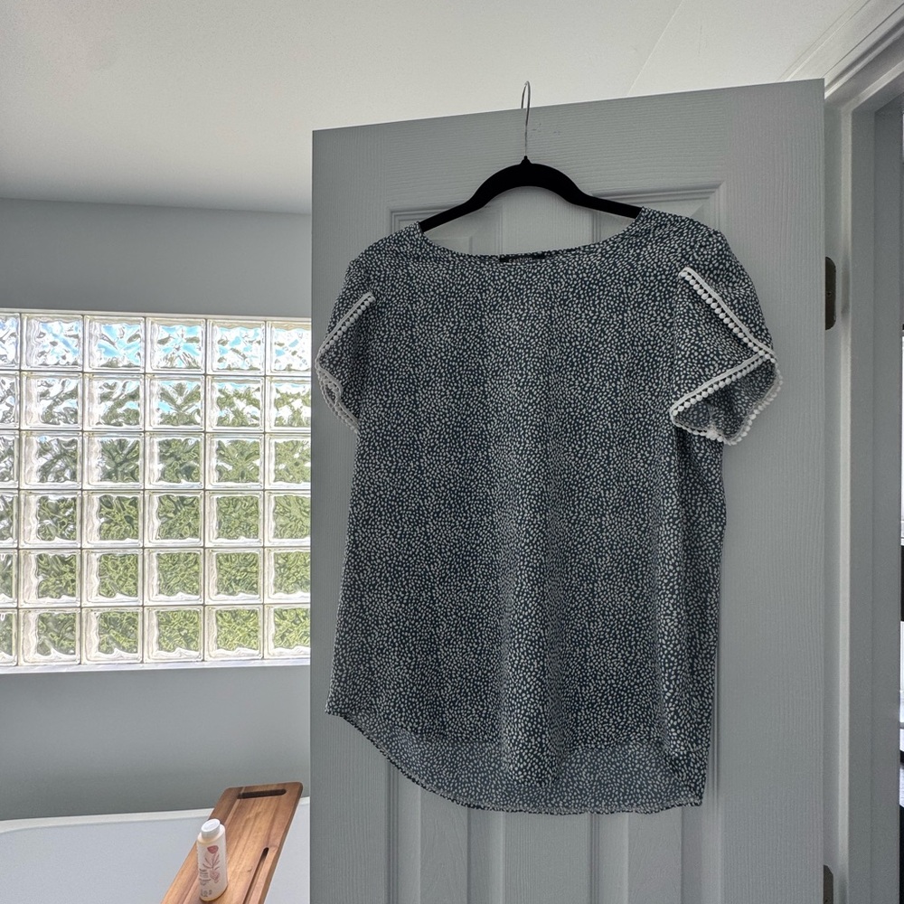 Blue and White Women's Top